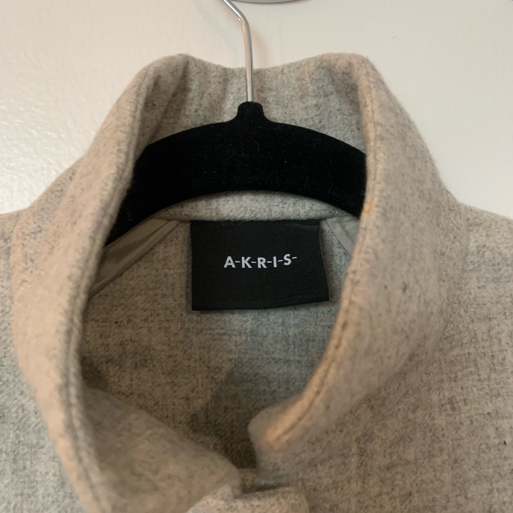Akris light gray wool jacket or duster. Tailored workmanship.